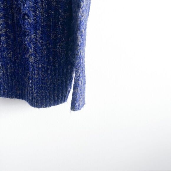 BB Dakota Cable Knit Chunky Sweater Blue Gray Diagonal Zipper Women's M Acrylic - Picture 3 of 12